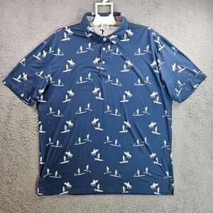 Anderson Ord Polo Shirt Men XL Short‎ Sleeve Geometric Print Graynish Blue